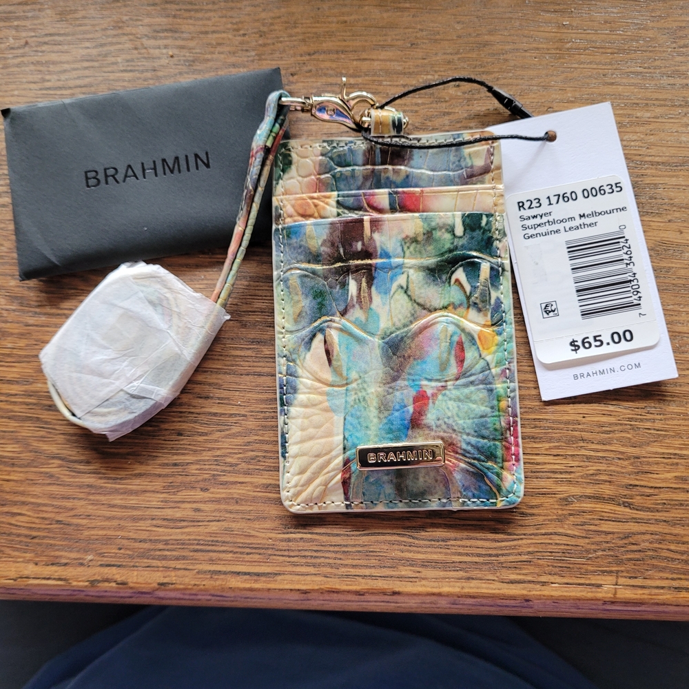 NWT BRAHMIN SAWYER LANYARD ID CC HOLDER